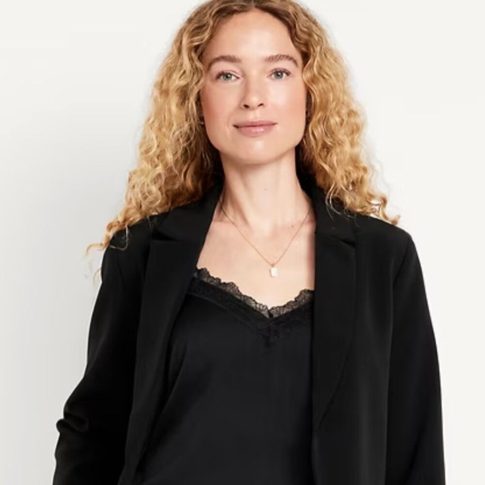 Old Navy Classic Double-Weave Blazer in Black Jack - Small Tall
